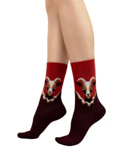 Bleu Foret Goat Pattern Cotton Socks