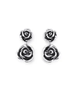 Bloodline Design Double Rose Drop Earrings