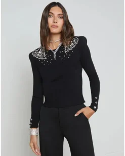 L'Agence Cesca Crystal Heart Pullover
