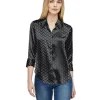 L'Agence Dani 3/4 Sleeve Black Ivory Chain Blouse