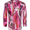 L'Agence Dani Pink Multi Buckle Swirl Print Blouse