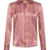 L'Agence Tyler Mauve Rose Metallic Chain Print Blouse