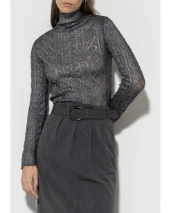 Luisa Cerano Glazed Lace Look Knit Pullover
