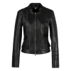 Marc Cain Leather Zip Jacket with Insert Details