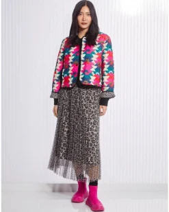 Marc Cain Reversible Print Quilted Snap Jacket