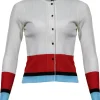 Marc Cain Ribbed Knit Non Wool Colorblock Cardigan