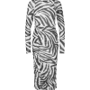 Marc Cain Zebra Print Smocked Mesh Dress