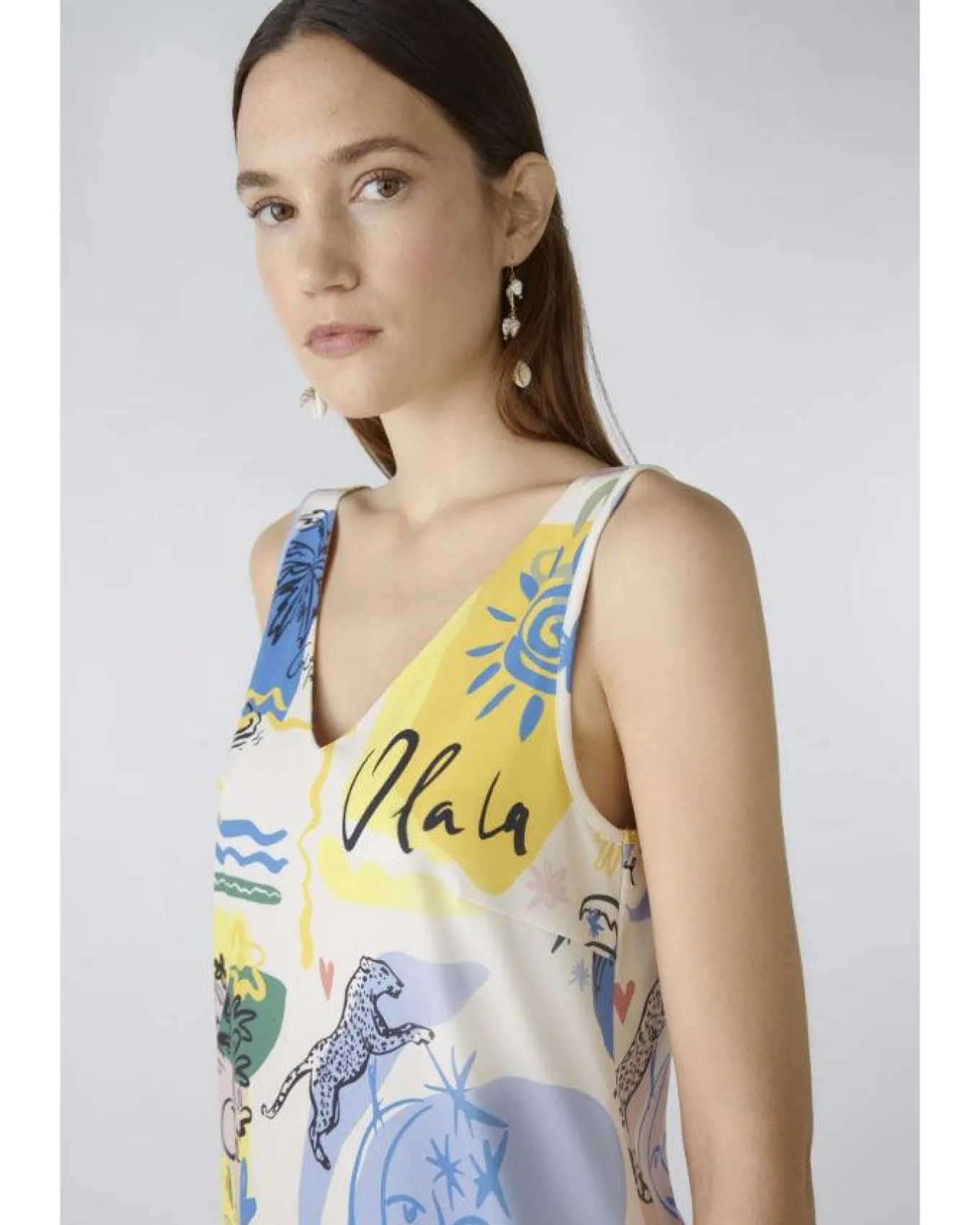 Oui Summery Motif Print Tank Top