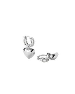 Puffy Heart Silver Huggies