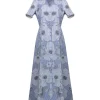 Purotatto Flowers Pinstripe Dress