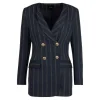 Smythe Collarless Double Breasted Striped Blazer