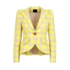 Smythe Pouf Sleeve One Button Blazer Yellow Check