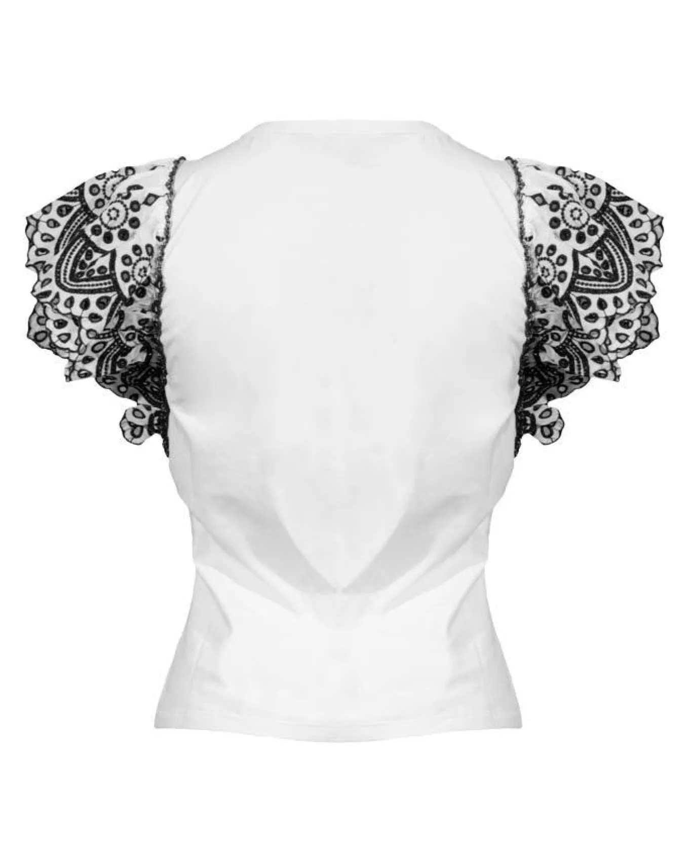 Veronica Beard Julianka Ruffle Eyelet Cap Sleeve Top